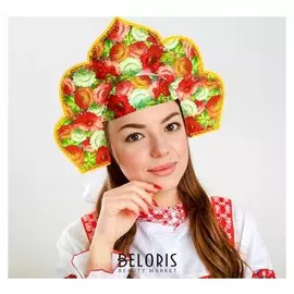 Кокошник с козырьком12"Пионы"картон,ламинат