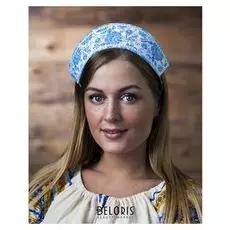 Кокошник "Узоры" синие, на ленте