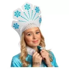 Кокошник "Вьюга" с голубыми снежинками