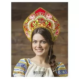 Кокошник "Восторг" на бордовом, кпл-4