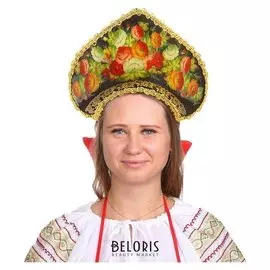 Кокошник "Жестовские цветы" на черном