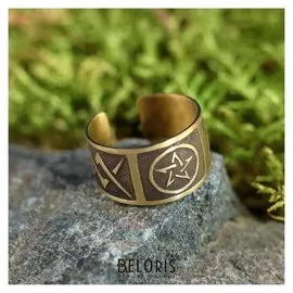 Кольцо-амулет "Звезда", латунь, D=17-23 мм