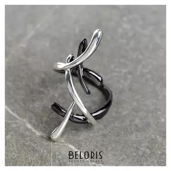 Кольцо "Атмосфера" полосы, цвет серебристо-чёрный, размер 19