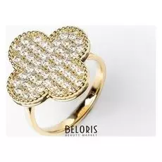 Кольцо "Цветочек" сплошное покрытие, безразмерное, цвет серый в золоте