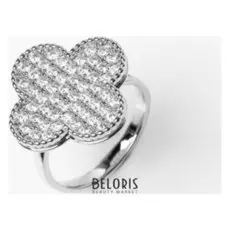 Кольцо "Цветочек" сплошное покрытие, безразмерное, цвет серый в серебре