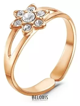 Кольцо детское "Цветок" мини, позолота, цвет белый, безразмерное