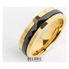 Кольцо керамика "Рим", 6мм, цвет чёрный в золоте, 16 размер