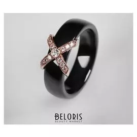 Кольцо керамика "Сплетение", цвет чёрный в золоте, 17 размер