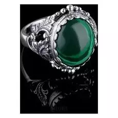 Кольцо "Лоза", размер 17, цвет зелёно-белый в чернёном серебре