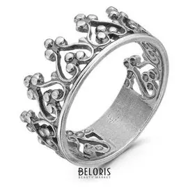 Кольцо посеребрение с оксидированием "Корона", 17,5 размер