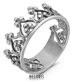 Кольцо посеребрение с оксидированием "Корона", 17 размер