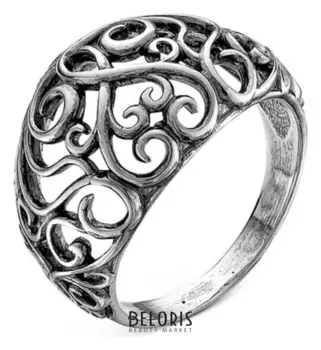 Кольцо посеребрение с оксидированием "Тайна", ажур, 20 размер