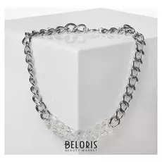 Колье "Цепь" радужные звенья, цвет серебро