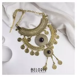 Колье "Гестия" круги ажурные, цвет чёрный в чернёном золоте