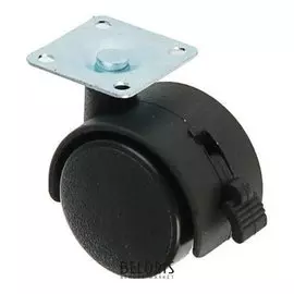 Колесо мебельное, D=40 мм, на площадке, с тормозом