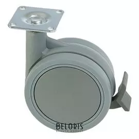 Колесо мебельное, D=75 мм, с тормозом, серое