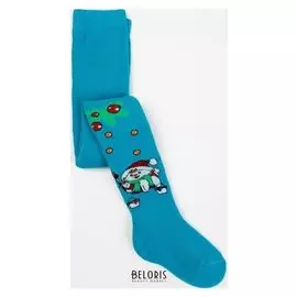 Колготки детские махровые, цвет бирюзовый, рост 86-92