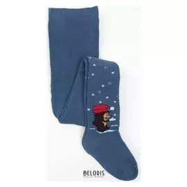 Колготки детские махровые, цвет джинсовый, рост 92-98 см