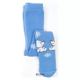 Колготки детские махровые, цвет голубой, рост 74-80