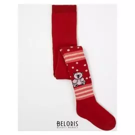 Колготки детские махровые, цвет красный, рост 92-98