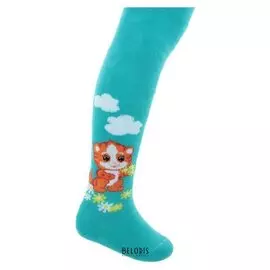 Колготки детские махровые, цвет лагуна, рост 92-98 см