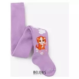 Колготки детские махровые, цвет сиреневый, рост 92-98 см