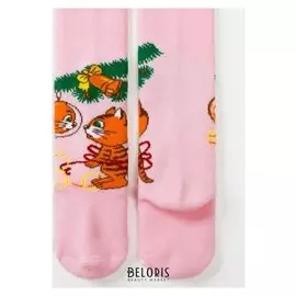 Колготки детские махровые, цвет светло-розовый, рост 86-92 см