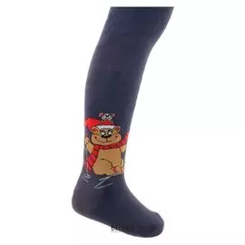 Колготки детские махровые, цвет темно-синий, рост 104-110 см