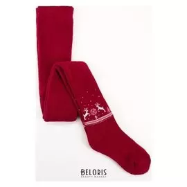 Колготки детские махровые с207(С)-1521 "Олень" цвет бордовый, рост 116-122