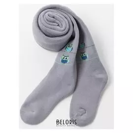 Колготки детские махровые с207(С)-2139 "Совушка" цвет серый, рост 122-130