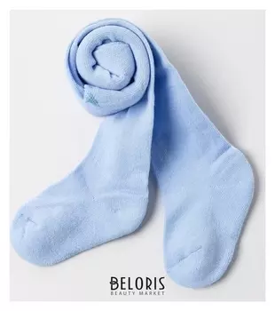 Колготки детские с махровым следом, цвет голубой, рост 110-116