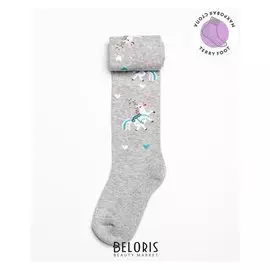 Колготки детские с махровым следом, цвет светло-серый, рост 92-98