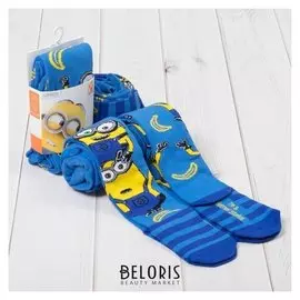 Колготки гадкий Я "Миньоны", бананы, синий, 92-98 см