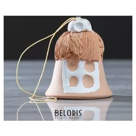 Колокольчик "Домик", роспись акрил, 6.5 см