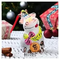 Колокольчик "Коровка", глянец, художественная роспись