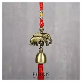 Колокольчик металл "Слон и слонёнок" 1 колокол D=2,5 см 35х5,5х2,7 см
