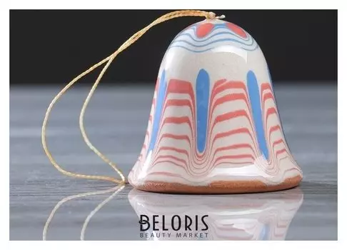 Колокольчик "Пускавка", роспись ангобом, глазурь, 5.5 см