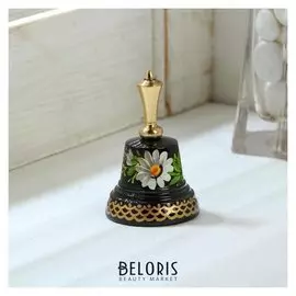 Колокольчик валдайский "№2. цветы", расписной, с короткой ручкой, D=35 мм