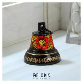 Колокольчик валдайский "№4. цветы", расписной, с ушком, D=45 мм