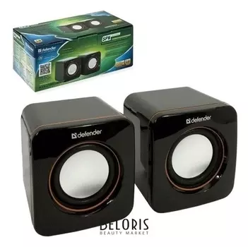 Колонки компьютерные DEFENDER SPK-530, 2.0, 2х2 W, пластик, черные, компактные, USB интерфейс