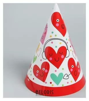 Колпак бумажный «Сердце», набор 6 шт.