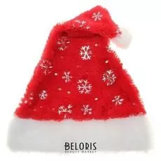 Колпак новогодний "Ворс с серебряными снежинками" 28*40 см