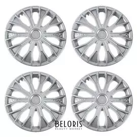 Колпаки колесные R14 "Волтек", серебристый, карбон, набор 4 шт