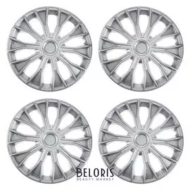 Колпаки колесные R15 "Волтек",серебристый, карбон, набор 4 шт