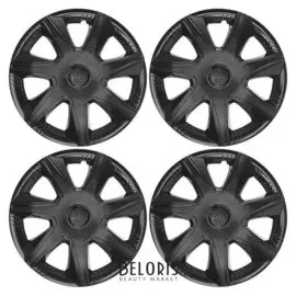 Колпаки колесные R16 "Джой" черный глянец, карбон, набор 4 шт