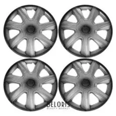 Колпаки колесные R16 "Джой",серебристо-черный, карбон, набор 4 шт