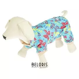 Комбинезон "Бабочки" на флисе , размер XS (ДС 18-20 см, ОШ 24 см, ОГ 27-30 см) голубой