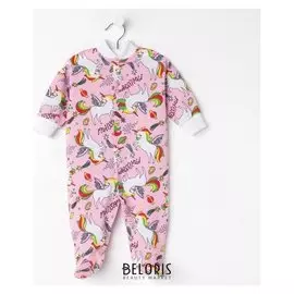 Комбинезон, цвет розовый/единороги, рост 80 см