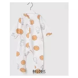 Комбинезон детский, цвет белый/бутылки с печеньем, рост 62 см