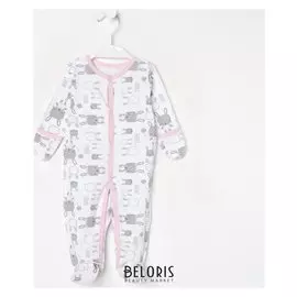 Комбинезон детский, цвет белый/принт зайцы, рост 56 см